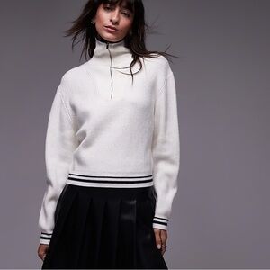 Mango Women's White Quarter Zip Sweater